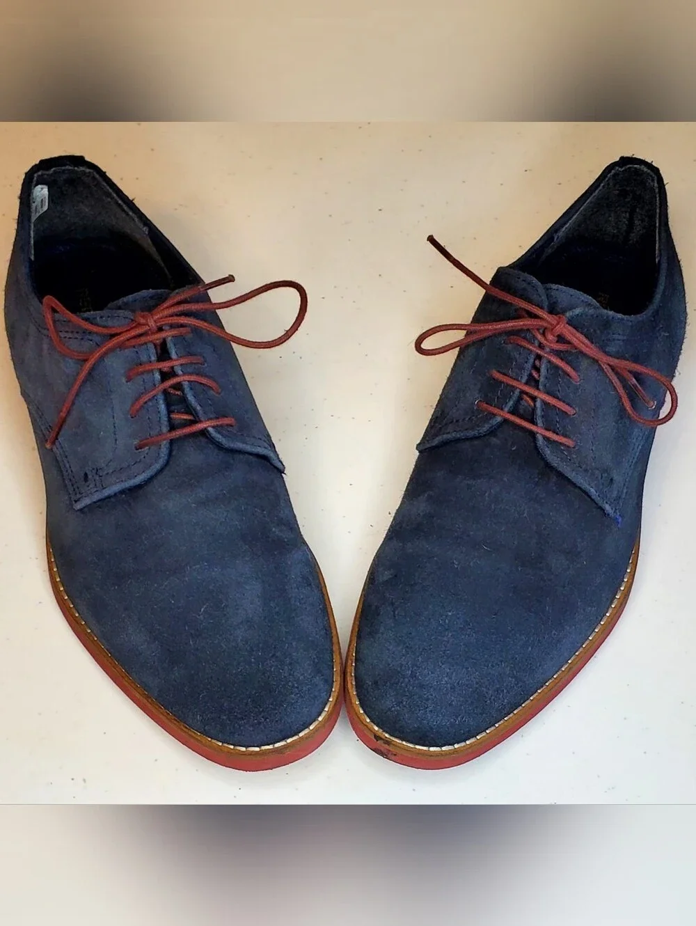 Men's Sz 9 Oxford Derby Shoes by REDTAPE  BROMHAM Navy Blue Suede Lace Up